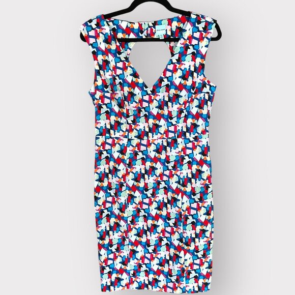 Plenty by Tracy Reese Size 8 Selah Multicolor Graphic Print Cutout Keyhole Dress - Picture 1 of 8